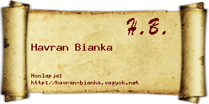 Havran Bianka névjegykártya